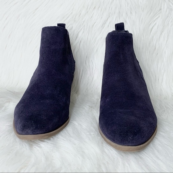 SOLD-Crown Vintage Suede Navy Blue Ankle Boots - Picture 8 of 10